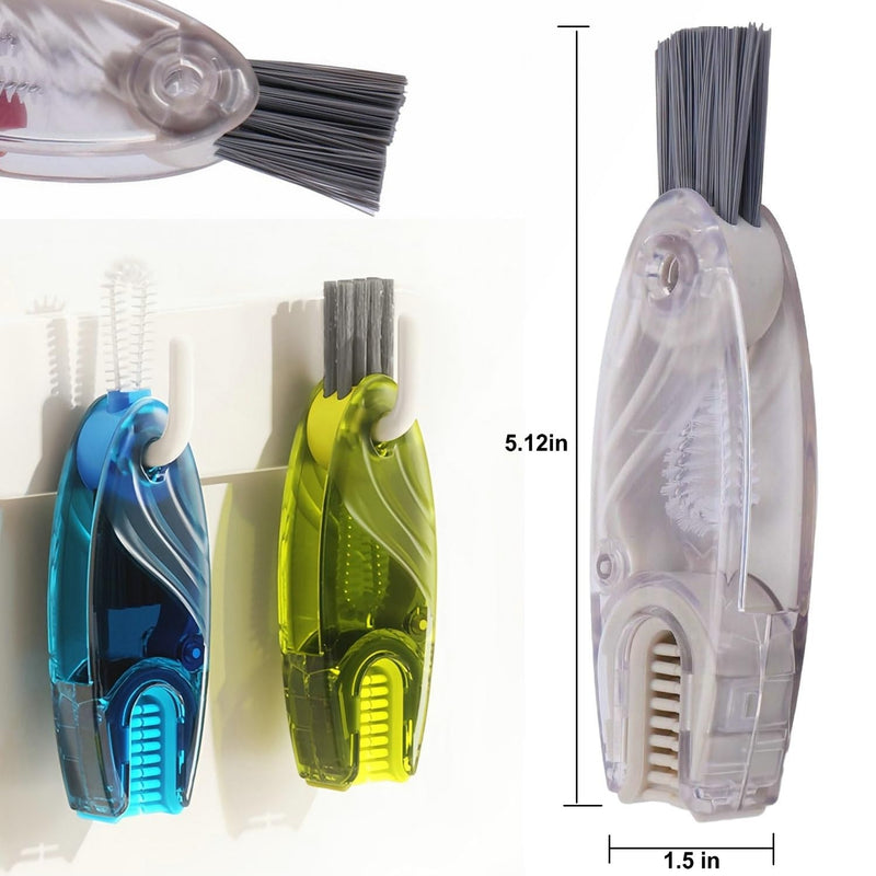4 in 1 Cup Lid Cleaning Brush Set Multifunctional Bottle Brush Cleaner Tiny Bottle Cup Lid Brush Straw Cleaner Tools Mini Silicone Bottle Cup-Holder Cleaner with Hook Remover Blue & Grey 1pc Blue 1pc Grey 4in1