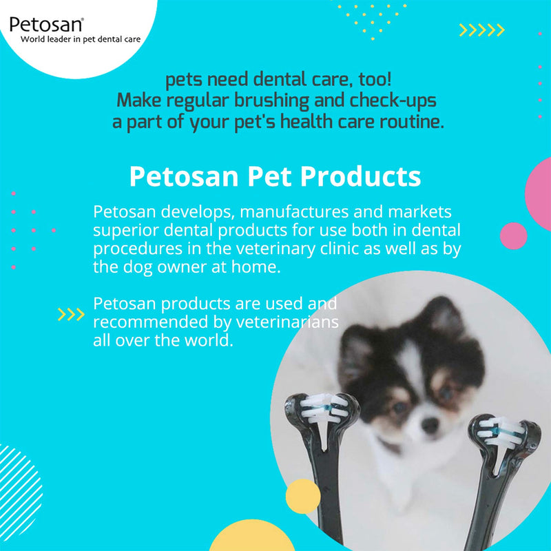 Petosan Double-Headed Toothbrush for Toy Dogs/Puppies - Effective Dental Care, Reduces Plaque and Tartar, Veterinarian Approved (0-3kg)