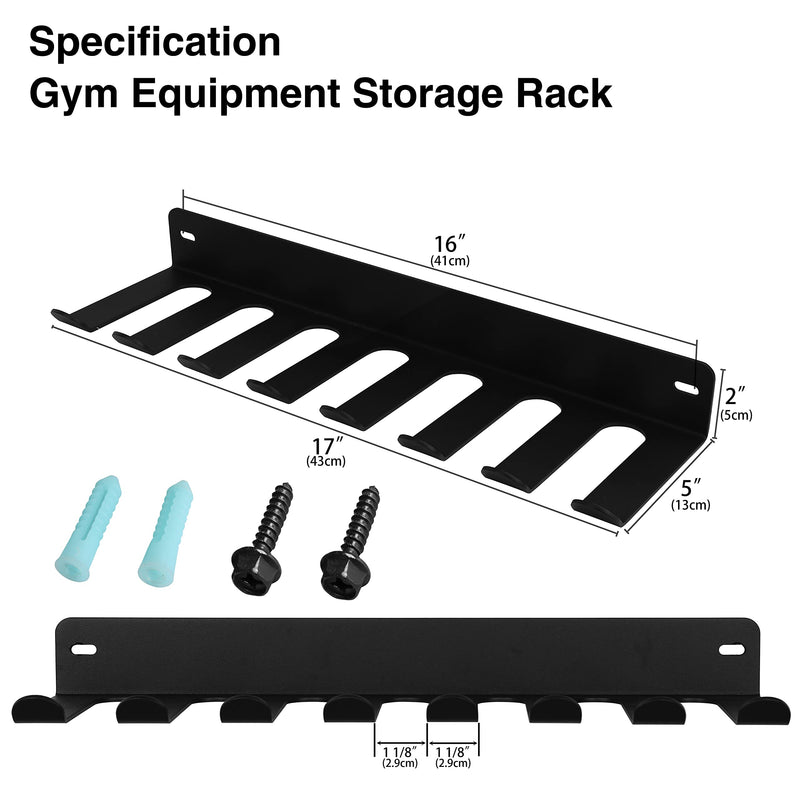 Multi-Purpose Gym Equipment Storage Rack Resistance Bands Storage Hanger Barbell Rack Heavy Duty Gym Rack for Exercise Bands, Lifting Belts and Jump Ropes 17" / 8 prongs - BeesActive Australia