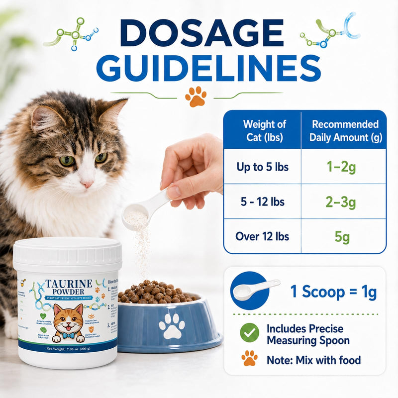 Taurine Powder for Cats, KittySupps Taurine Supplement, Supports Heart Health, Vision, Skin & Coat, Boosts Energy & Daily Wellness, with Dosing Spoon, Easy to Mix in Food, 200 Grams