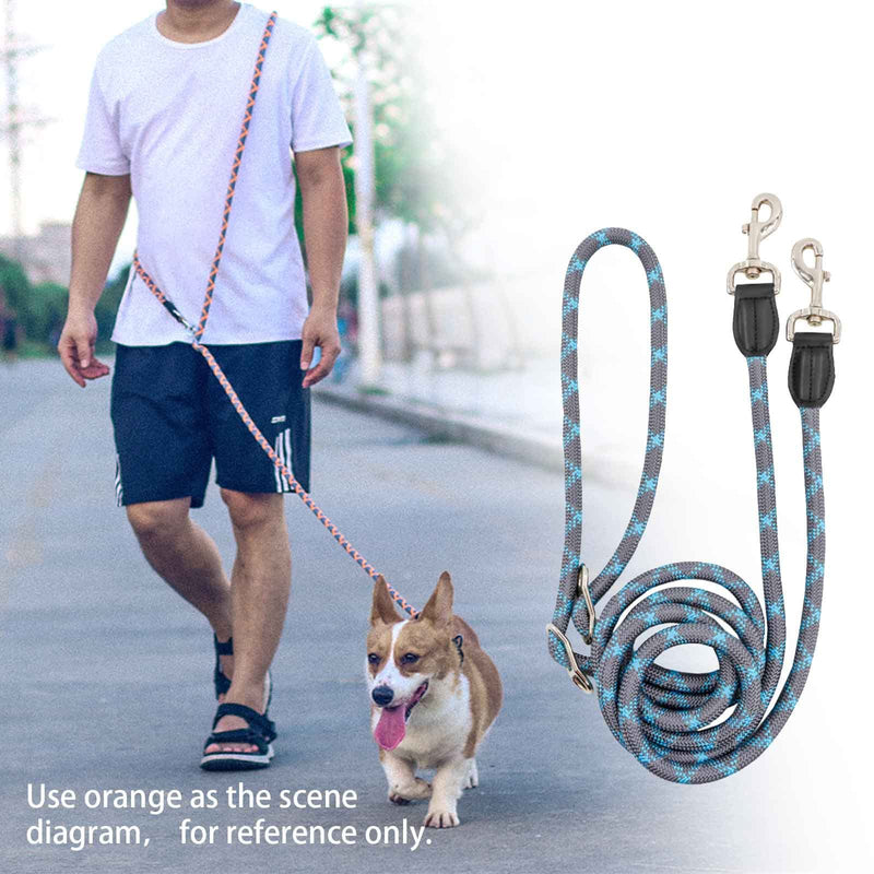 Hands Free Dog Leash(8.5ft), 8 in 1 Multifunction Nylon Double Leash for Dogs,1.2cm Dog Training Leash with Reflective Stitching, Adjustable Waist Dog Leash Fits All Waist for Medium Large Dogs-Blue Blue - BeesActive Australia