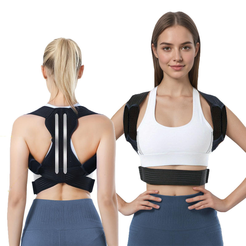 Posture Corrector for Women & Men, Adjustable Back Brace for Neck Shoulder Upper Back Pain Relief, Breathable Back Straightener with Clavicle Support - Strangulation-Free Design Large Black