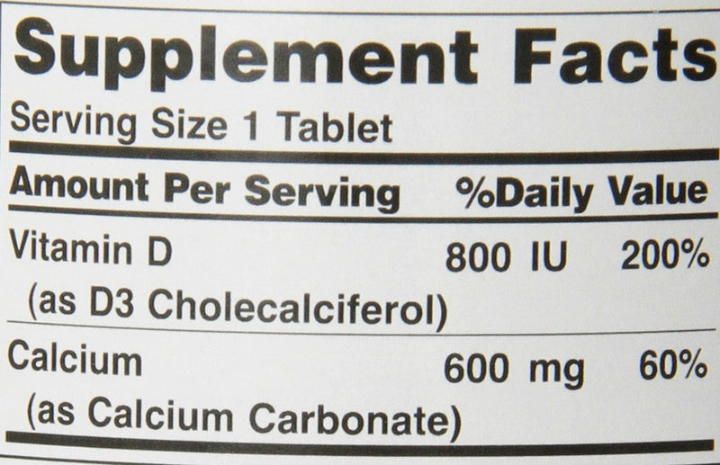 Nature's Bounty High Potency Calcium 600 + D Tablets - 0250ct, 1.17 Bottles (Pack of 2) Unflavored 250 Count (Pack of 2)
