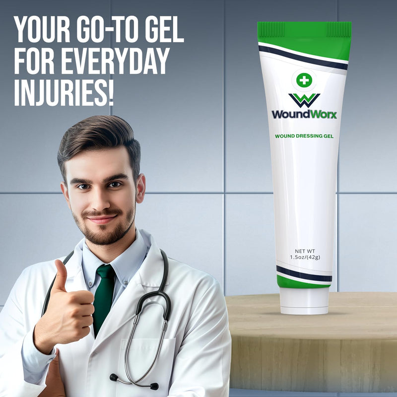 WoundWorx Silver Wound Dressing Gel for Burns, Abrasions, Cuts, Ulcers, Surgical Sites - Non-Toxic, Unscented, Alcohol-Free - No Stinging, No Burn - Patented 32PPM Silver Technology - 1.5oz Tube