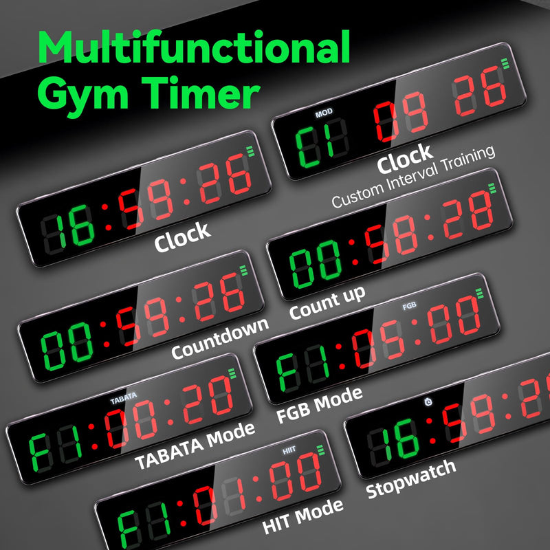Small Gym Timer Clock with Magnet, Rechargeable Workout Interval Timer for FGB-Style & HIIT, Count Up/Down Stopwatch, Custom Modes, Portable Fitness Clock for Boxing, Home Garage Gyms, Indoor Outdoor - BeesActive Australia