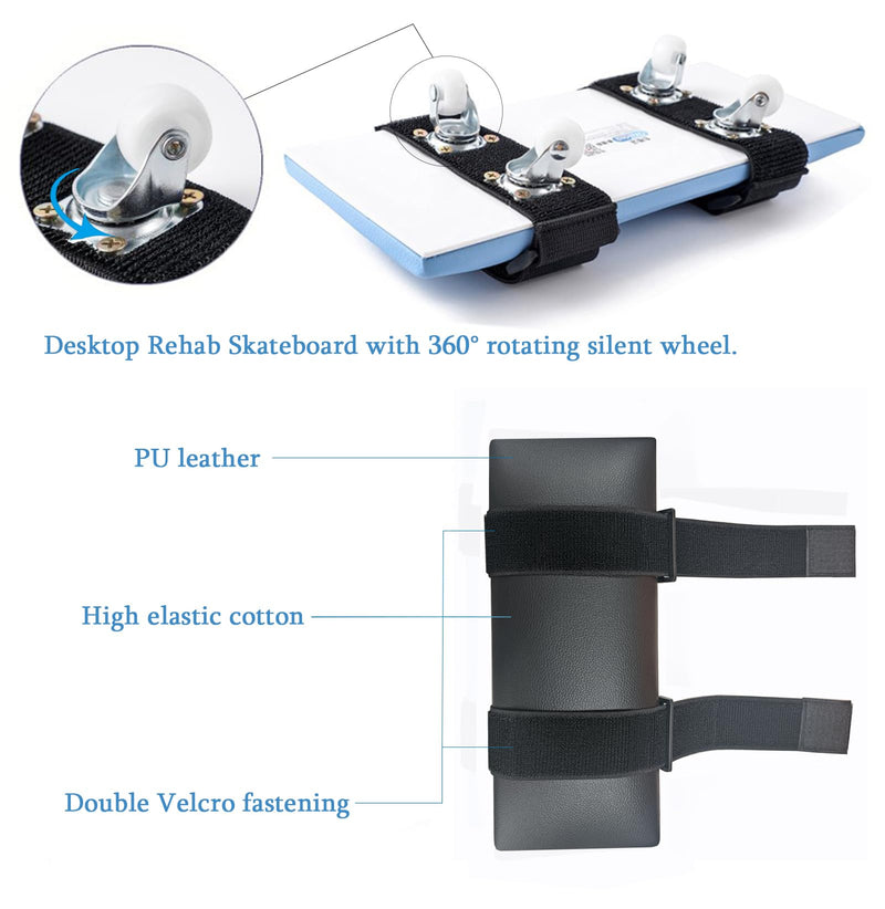 Desktop Rehab Skateboard 360° Roating Wheels Rehabilitation Trainer Shoulder and Arm Exercise for Stroke Hemiplegia Patients Improve Flexibility Stretching black