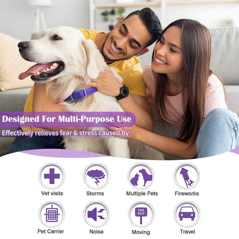 2PCS Dog Calming Collar for Cat, 62 & 38cm Anxiety Relief Adjustable Dog Calming Plug In, Reduce Stress Unwanted Behaviours for Pet Separation Thunderstorms Vet Visits Puppy Training