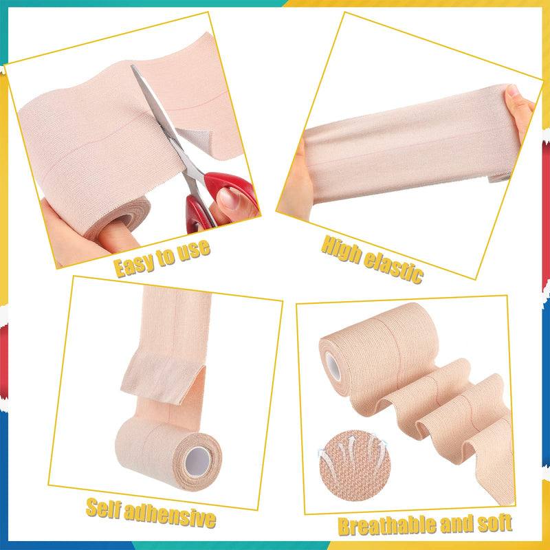 4 Rolls Elastic Tape Adhesive Elastic Tape Self Adhesive Bandage Wrap Flexible Stretch Bandages for Sports Ankle, Knee and Wrist Sprains Animal Pets, 5 Yard (4 Inch in Width) 4 Inch in Width - BeesActive Australia