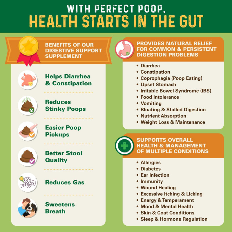 Perfect Poop Digestion & General Health Supplement for Dogs: Fiber, Prebiotics, Probiotics & Enzymes Relieve Digestive Conditions, Optimize Stool, and Improve Health (Cheddar Cheese, 4.2 oz) Cheddar Cheese