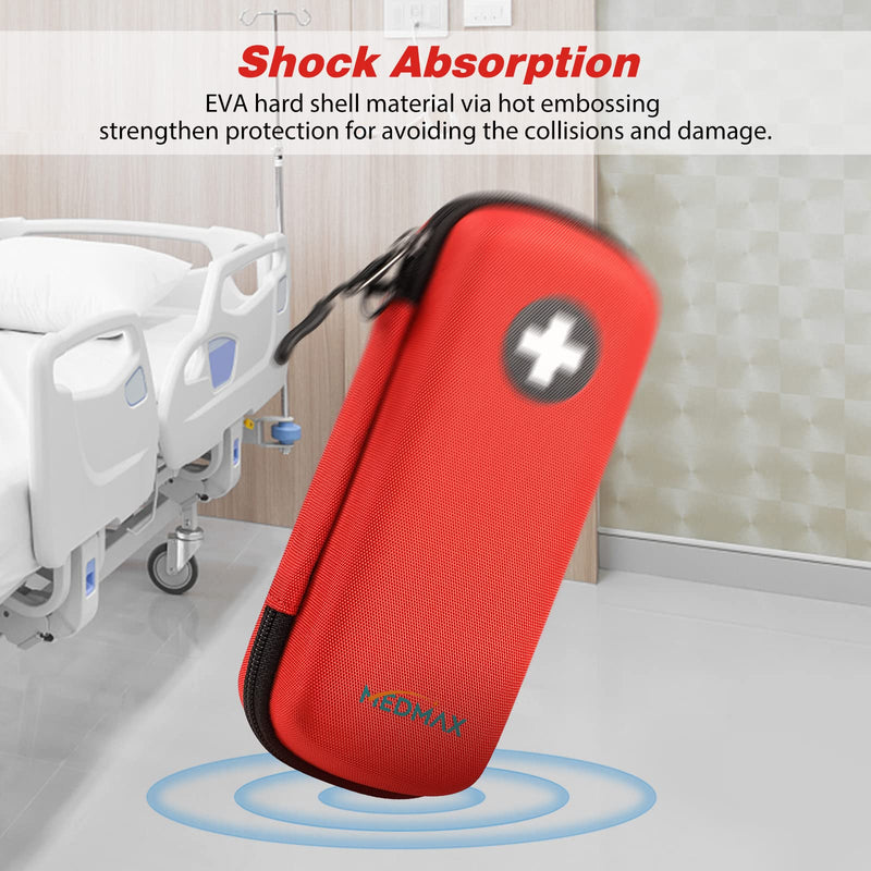 Epipen Medical Carrying Case, Hard Shell EVA Shock Absorption Travel Medication Organizer Bag Emergency Medical Pouch Holds 2 EpiPens, Asthma Inhaler, Auvi-Q, Allergy Medicine Essentials (Red) Red - BeesActive Australia