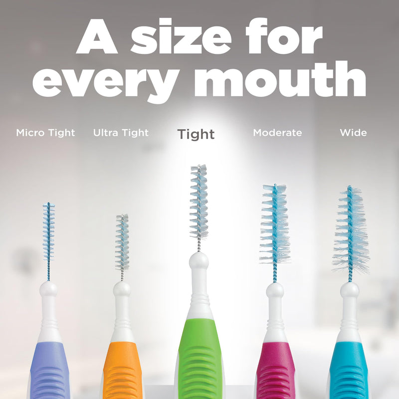 GUM Proxabrush Go-Betweens - Tight - Interdental Brushes - Soft Bristled Dental Picks for Plaque Removal Health - Safe for Braces & Dental Devices, 10ct (Pack of 6) 10 Count (Pack of 6)
