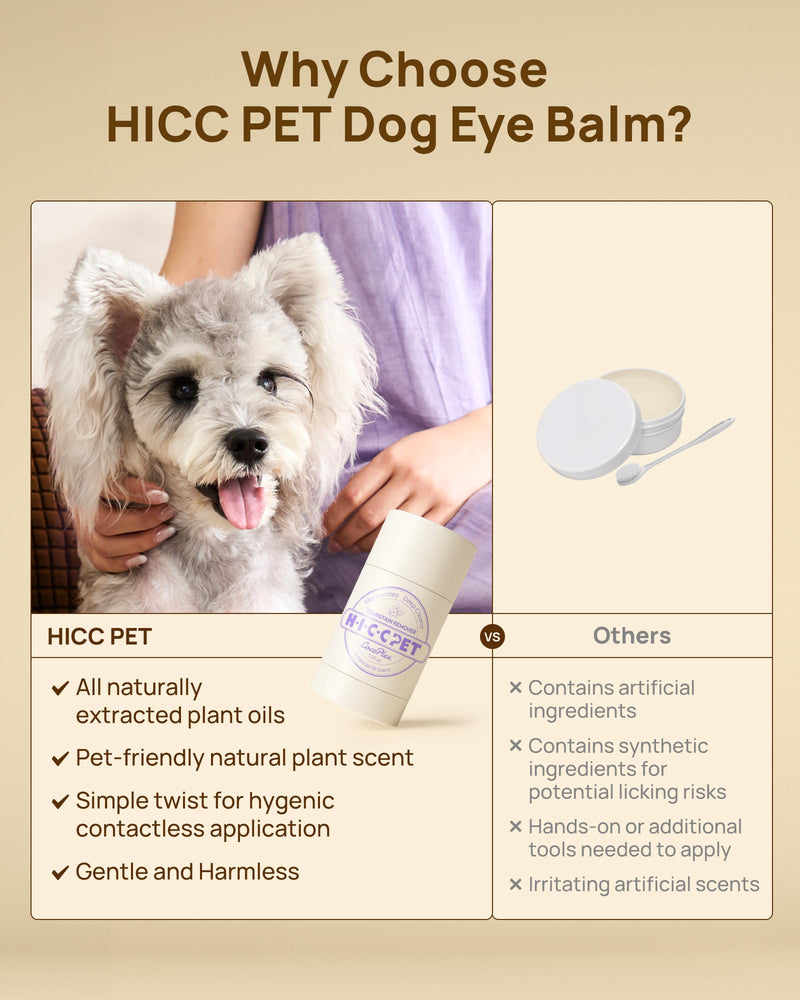 HICC PET Eye Balm for Dogs & Cats, Vet-Recommended Dog Eye Infection Treatment Gently Remove Tear Stain, Debris, Discharge, Crust - Hypoallergenic Pet Eye Cream Cleaner for Wrinkle, Face - 0.21 oz