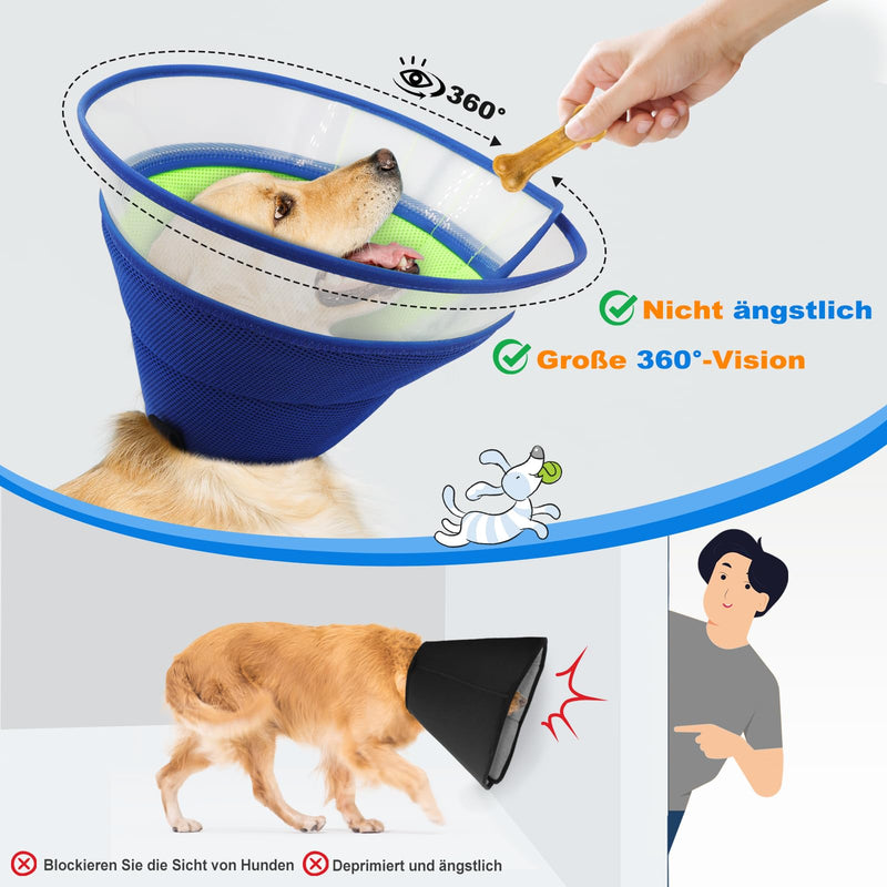 Soft Dog Cone for Large Medium and Small Dogs Post Surgery, Comfortable Elizabethan Dog Collars, Adjustable Protective Neck Cone for Pets M Blue - BeesActive Australia