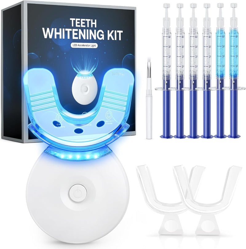 Teeth Whitening Kit, LED Teeth Whitening Light with 6 X 3ml Carbamide Peroxide Teeth Whitening Gel, Included 2 Mouth Trays & Tray Case and Brush, Safe Enamel, Fast and Gentle Teeth Whitening - BeesActive Australia