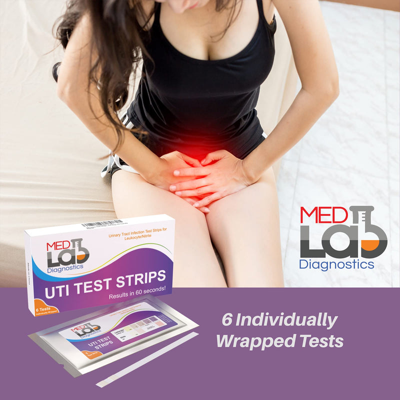 UTI Test Strips(Pack of 6) Individually Wrapped Urinary Tract Infection Urine UTI Test Kit for Women, Men, Kids Cats and Dogs