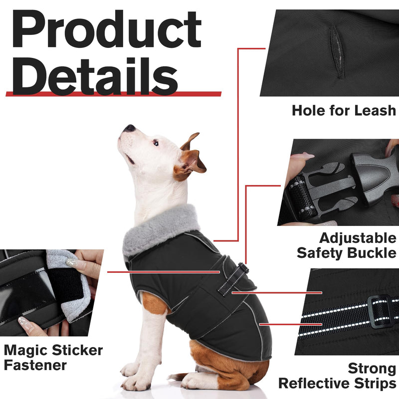 Lelepet Warm Dog Coat Reflective Dog Fleece Vest Waterproof Dog Jacket Windproof Dog Winter Coat Dog Cold Weather Coats with Adjustable Buckle XLarge Dog Coat Dog Snowsuit Dog Coat for Large Dogs， XL Black - BeesActive Australia
