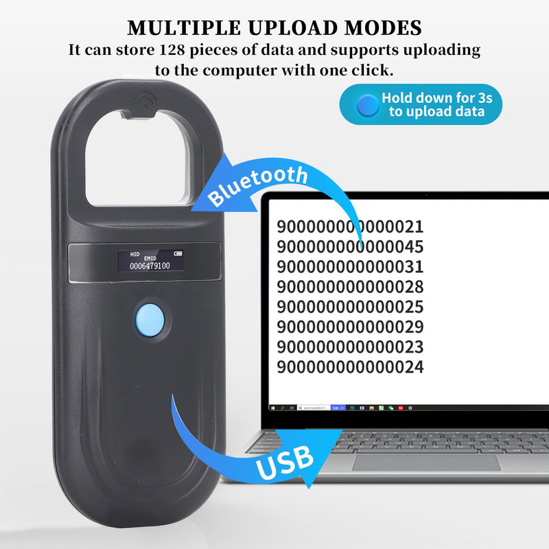 Animal Chip Reader, 134.2KHz Pet Microchip Scan, ISO11784 85 FDX B and EMID Pet ID Reader, Rechargeable Pet Microchip ID Scanner for Dogs - BeesActive Australia