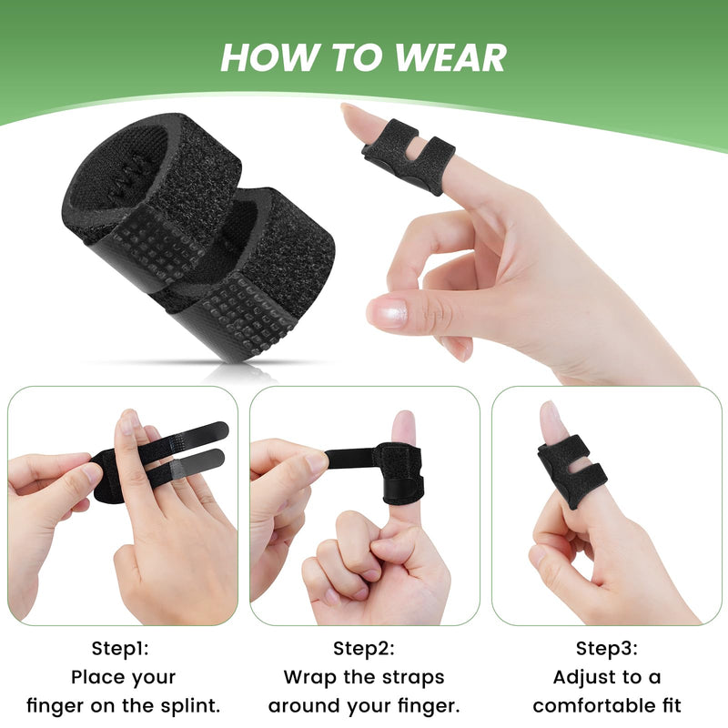 5Pcs Thumb Splints, Small Finger Brace for Trigger Finger - Broken - Arthritis - Straightening for Index - Middle - Ring - Pinky Black - BeesActive Australia