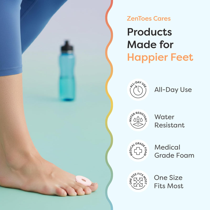 ZenToes Corn Pads for Toes, Anti-Friction Callus Cushions for Sensitive Skin, Soft Corn Cushions, Waterproof & Breathable, 36 Count 36 Count (Pack of 1) - BeesActive Australia