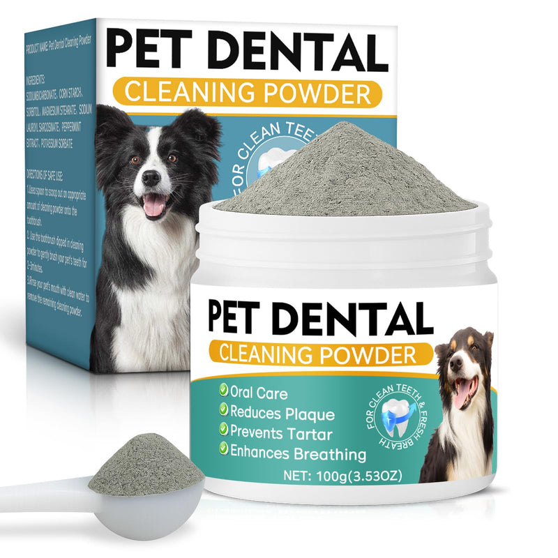 Dog Dental Powder, Dog Teeth Cleaning Powder- Natural Breath Freshener for Dogs, Tartar & Plaque Remover, Dental Care for Small, Medium, Large Dogs & Cats (Dog Dental Powder) Dog Dental Powder