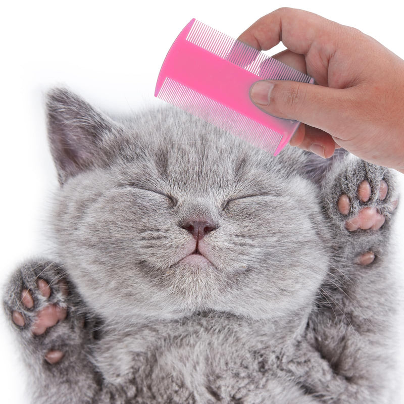 Molain Cat Dog Flea Comb, 4 Pieces Pet Tear Stain Remover Comb Set Pet Dog Cat Grooming Comb (Pink) Pink - BeesActive Australia