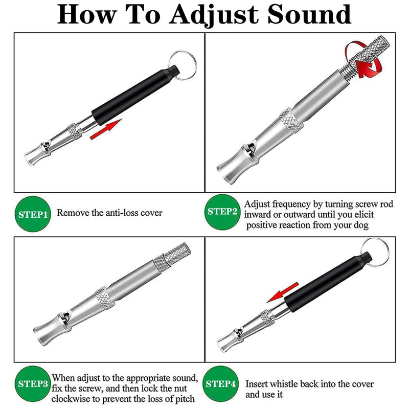 2 Pcs Dog Ttraining Whistles，Professional Recall Dog Training Whistles，Dog Whistle to Stop Barking Neighbors Dog，Adjustable Silent Dog Whistle，Black and White，with Lanyard xxs - BeesActive Australia