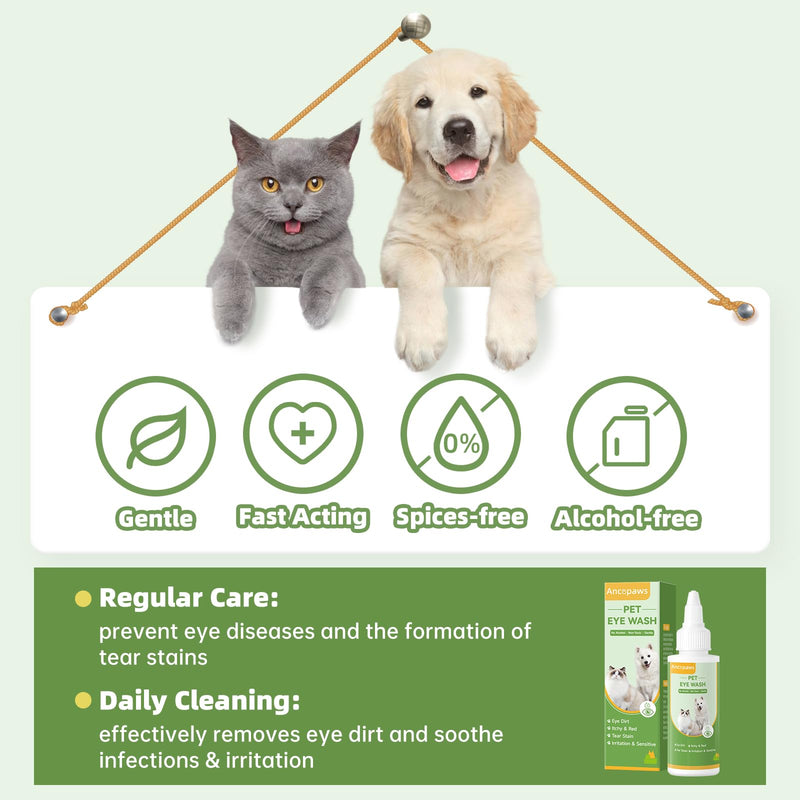 Dog Eye Drops: Eye Drops for Dogs & Cats - Pet Eye Wash to Soothe Allergy & Irritation, Relieve Dry & Pink Eyes - Pet Tear Stain Cleaner for Daily Cleansing 1