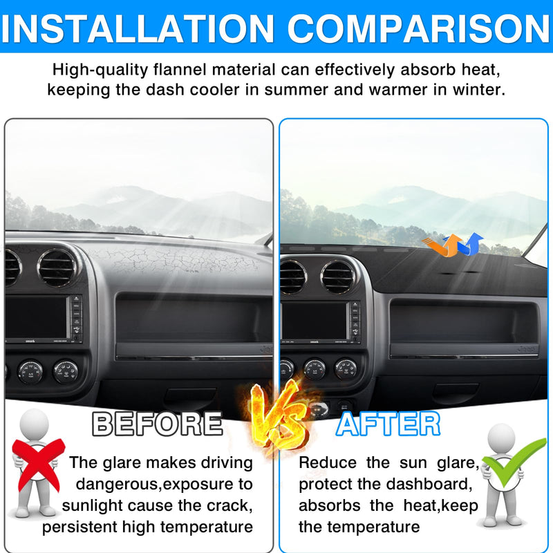 Autorder Dashboard Cover Mat for Jeep Compass 2009–2016 Accessories Dash Cover Upgrade Flannel Dash Mat Sunshade Glare UV Rays Protector 2009-2016 Jeep Compass - BeesActive Australia