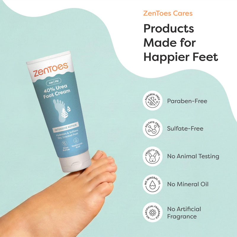 ZenToes Urea Cream 40 Percent for Feet | Foot Lotion for Dry Cracked Heels and Feet | Intense Dry Feet Softening and Hydration for Skin | Heel Balm and Moisturizing Care | 5oz 5 Fl Oz (Pack of 1) - BeesActive Australia