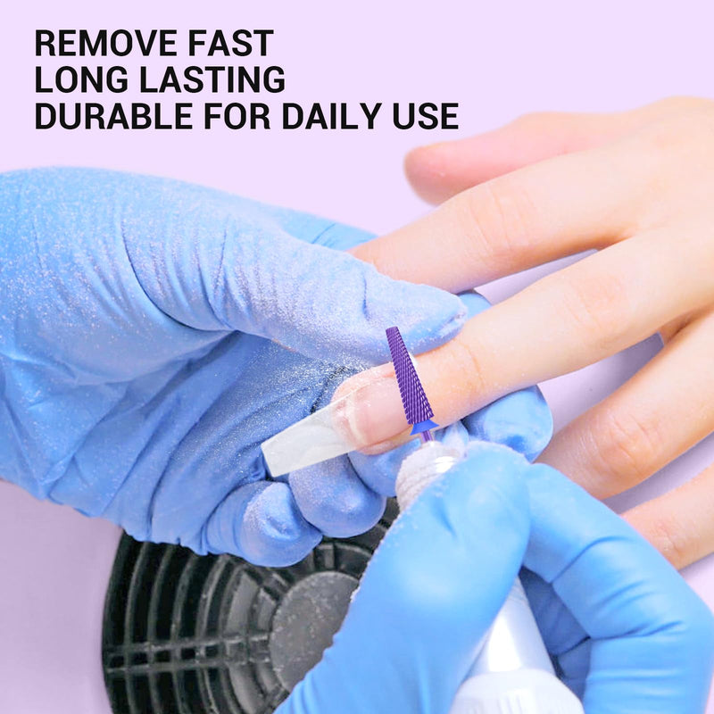 MelodySusie Super Long 5 in 1 Nail Drill Bits, 3/32'' Carbide Tungsten Bits, Suitable for Manicure Pedicure Cuticle Gel Polishing, Professional Advanced Bits, Purple, Series Bit-X, Medium Medium-M - BeesActive Australia
