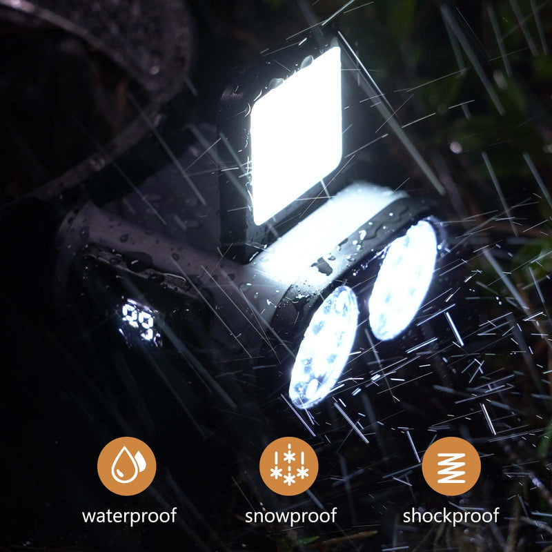 LED Hard Hat Light, 2 pcs 800 Lumen Dimmable Clip on Cap Lights, Headlamp Rechargeable, 180°Adjustable Hands Free Hat Flashlight Headlamp Waterproof for Hiking, Running, Fishing, Cycling, Emergency Black