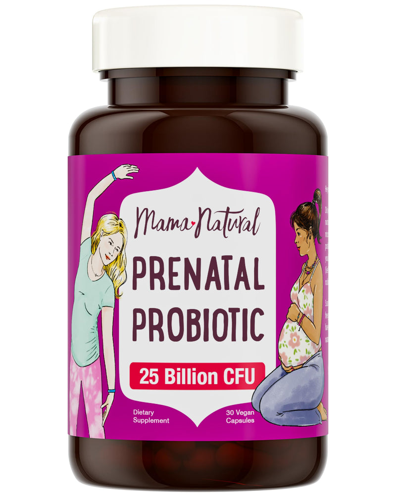 Mama Natural Prenatal Probiotics for Women – Gut & Immune Support for Pregnancy, Breastfeeding & Postpartum* | 25 Billion CFU, 12 Strain Probiotic & Prebiotic Blend to Support Mom and Baby
