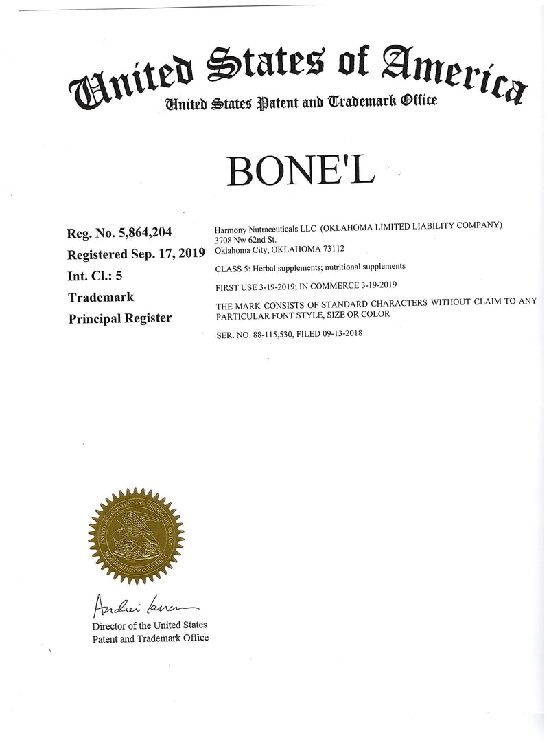 Bone'L - Bone, Nail & Hair Harmony - Highest Potency, Maximum Bio-Activity, Harmony Nutraceuticals Vegan Capsules