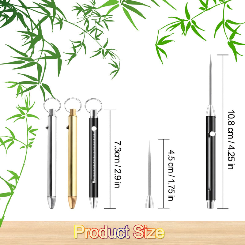 Portable Titanium Toothpicks,Pocket Metal Toothpick Reusable with Stainless Steel Toothpick Holder Keychain Telescopic Toothpick Holders(3 Pieces)