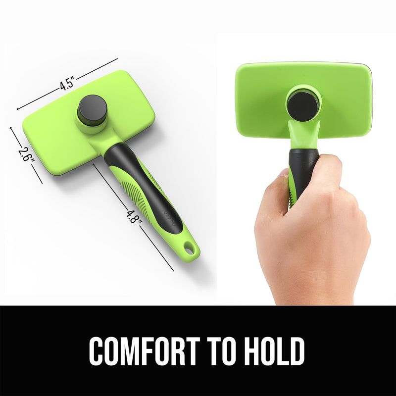 Self Cleaning Dog Brush, Slicker Brush for Long and Short Haired Dogs, Skin Friendly Grooming Dog& Cat Brush for Shedding, Deshedding Dog Brush for Grooming, Green - BeesActive Australia
