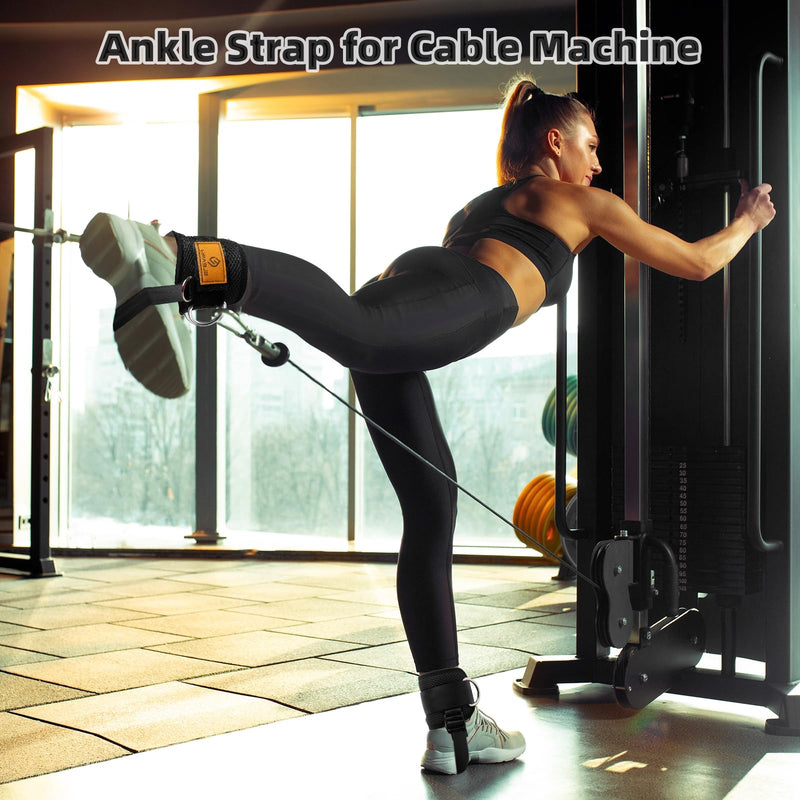 Ankle Straps for Dumbbells Weights and Cable Machines, Dumbbell Foot Attachment, Tibialis Trainer, Ankle Straps for Weight Lifting, Leg Extensions for Women and Men Black 2PC