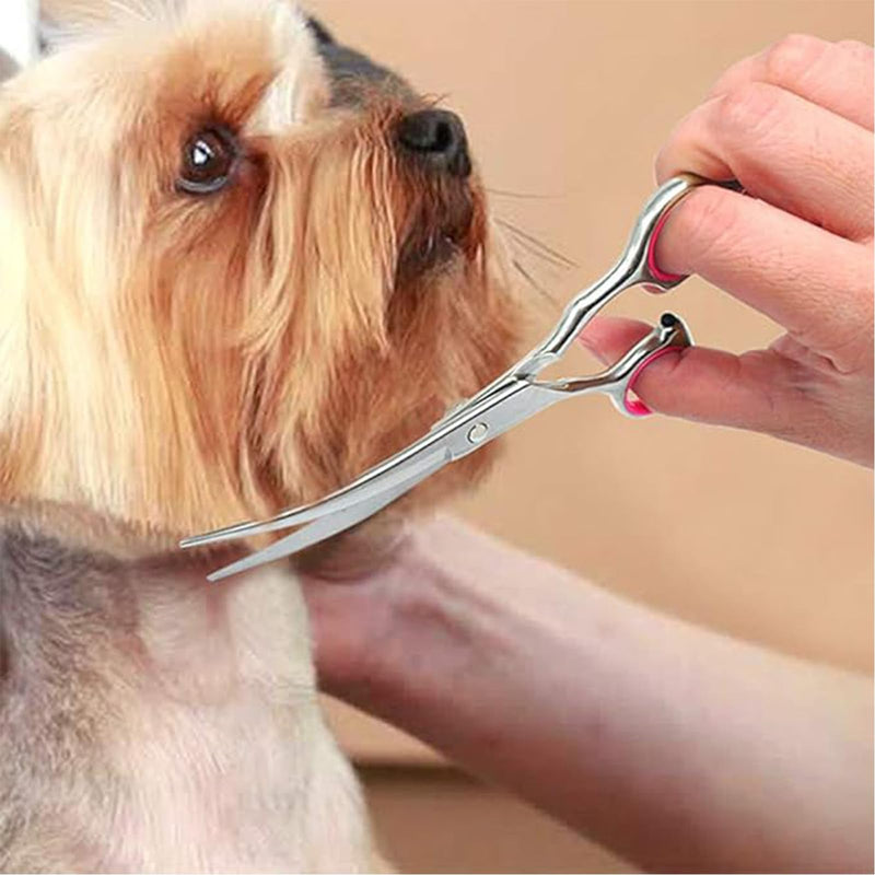 Thoquene dog and cat fur scissors, dog scissors, dog hair curved, pet comb made of robust stainless steel - BeesActive Australia