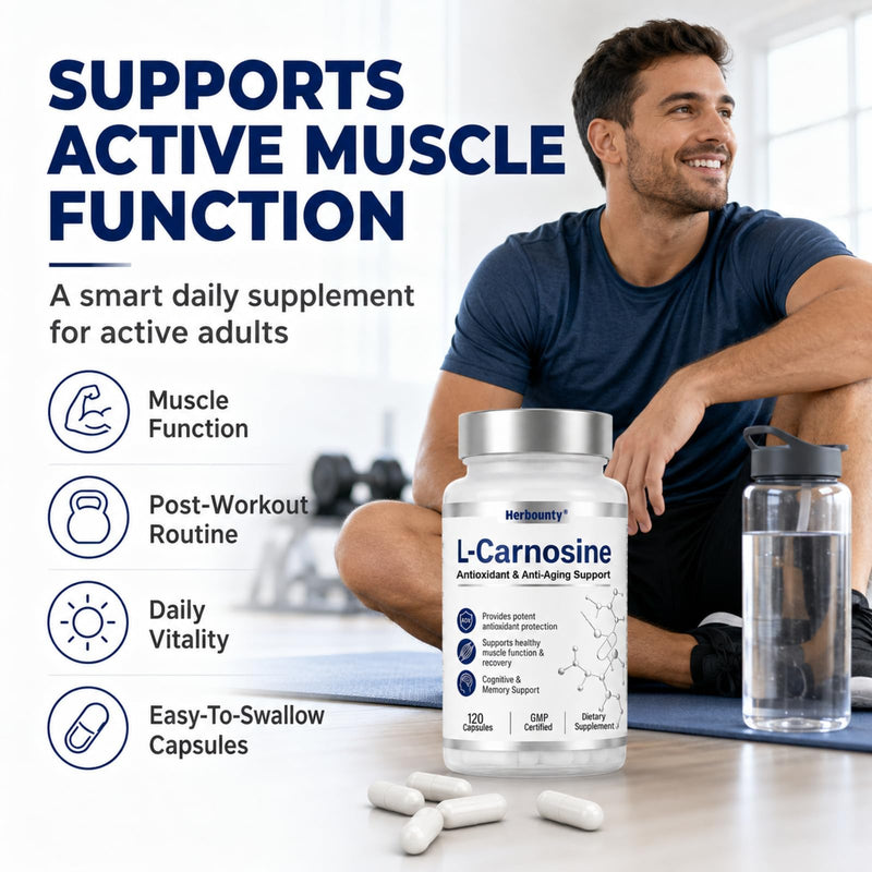 L-Carnosine Supplement 500mg, 120 Capsules Vitality Support | Antioxidant, Healthy Muscle Function, Cognitive Health, Gluten Free & Non-GMO 120 Count (Pack of 1)