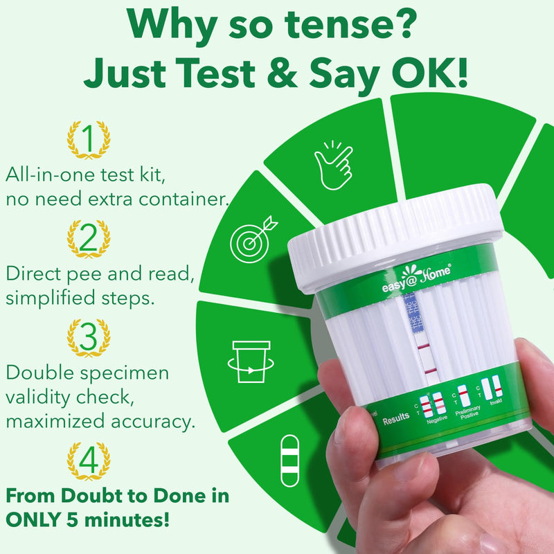 Easy@Home Marijuana Test Cup, THC Urine Drug Testing Kit, 5-Minute Results, Weed Cannabis Screening for Detox THC Flush, 1 Pack -#ECTH4-114A3 - BeesActive Australia