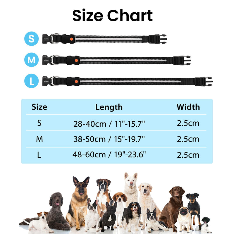 Dog Collar Luminous Rechargeable, Luminous Dog Collar 7 RGB Color Changing with 8 Light Modes, Adjustable LED Waterproof for Small Medium Large Dogs Collar, Black M - BeesActive Australia