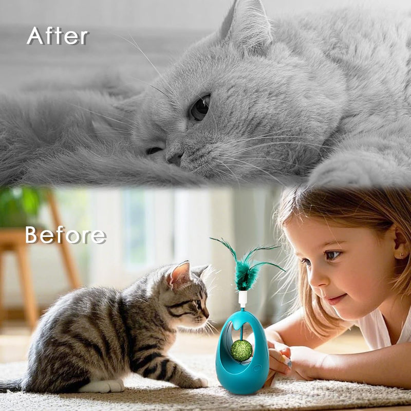 Tumbler Interactive Feather cat Toy with Mint Ball Interactive Cutout cat Supplies Pet Toy. Stimulate Hunting Instinct, Promote Physical and Mental Ex