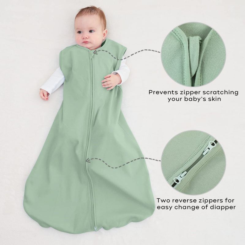 Yoofoss Baby Sleep Sack 0-6 Months Wearable Blanket for Babies 100% Cotton 2-Way Zipper TOG 0.5 Toddler Sleeping Sack 3 Pack, Comfy Lightweight Sleep Sacks Banana&leaf&green Small - BeesActive Australia
