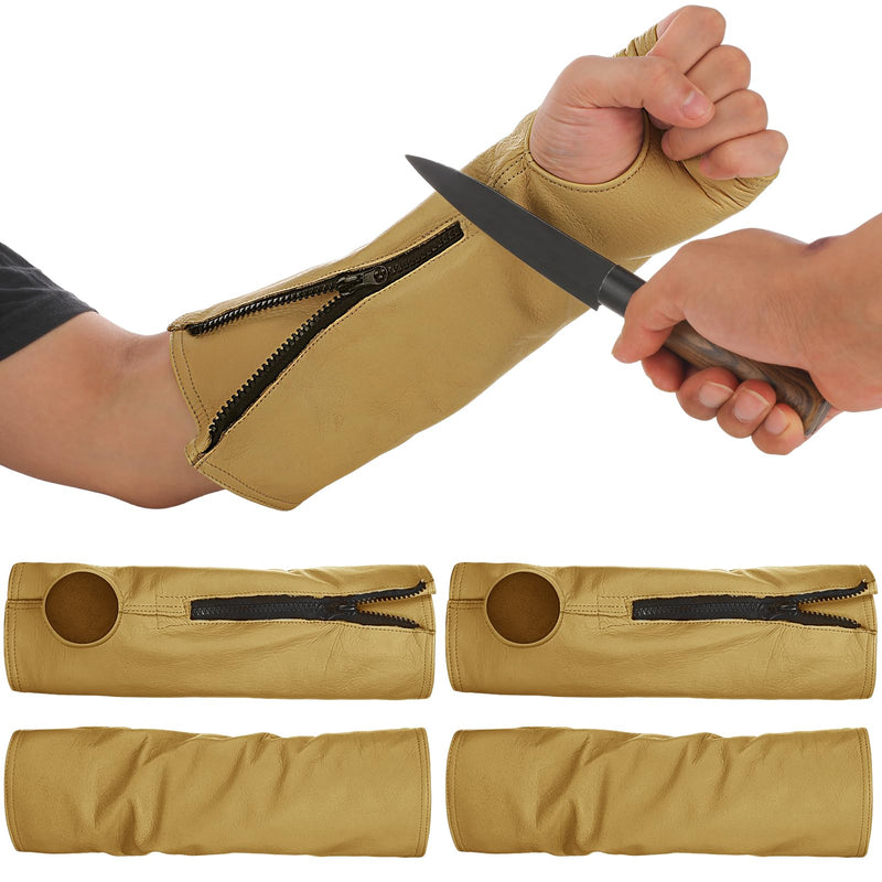 Suhine 2 Pairs Leather Arm Guards Leather Welding Work Sleeves Cut Resistant Arm Protectors for Thin Skin Bruising Men Women(Large) Large