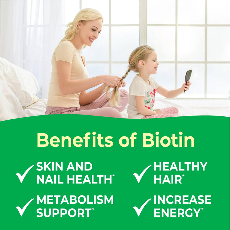 VitaWorks Kids Biotin 5000mcg Chewable Tablets | Tasty Biotin Supplement | Vegan, Non GMO | Hair Growth, Skin and Nail Heath | Hair Vitamins for Kids | 120 Chewables