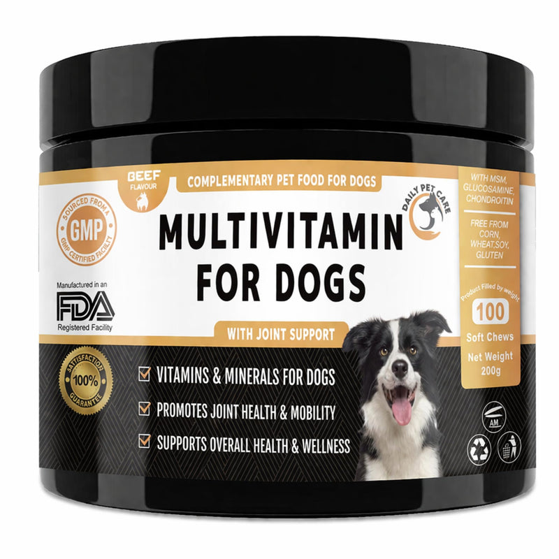 Dog Multivitamin Soft Chews for Dogs – Joint Supplement with Glucosamine, Probiotics & Omega Oils – Hip & Joint, Immune, Digestion & Skin Support – 100 Chews UK