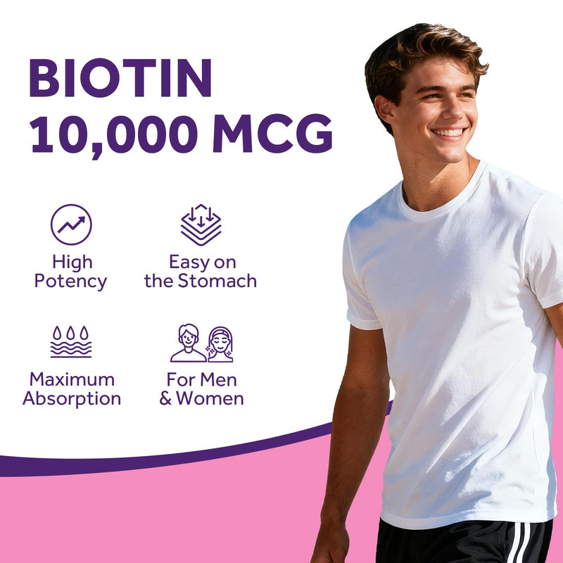 Doctor's Recipes Biotin 10,000mcg, High Potency Vitamin B7 for Hair, Skin & Nail Support, Non-GMO, Optimal Solutions Hair Vitamin with Biotin, for Women and Men, 120 Softgels