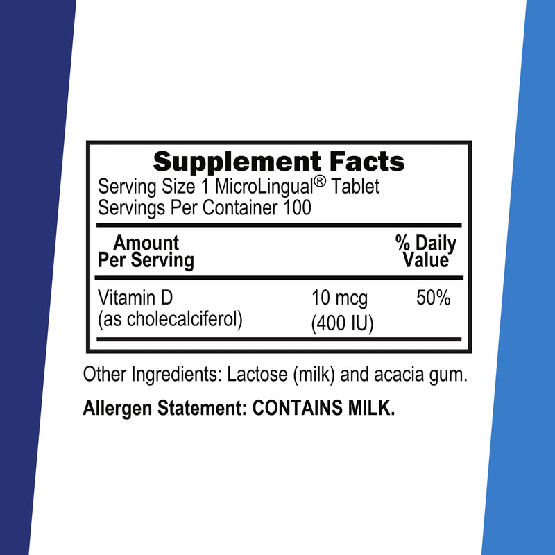 Superior Source Vitamin D3 400 IU - Offers Immune System, Brain & Nervous System Support - Aids Calcium Absorption for Teeth & Bone Health - Bariatric Friendly - 100 Sublingual Dissolving Tablets 100 Count (Pack of 1)