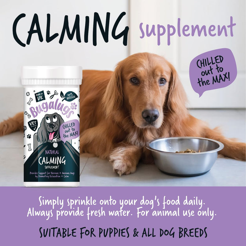 BUGALUGS Dog Calming Products - Perfect Remedy for Dog Anxiety relied - Easy to Use Powder, No Tablets, Spray or Plug in Needed - Suitable for All Breeds (80g) 80g