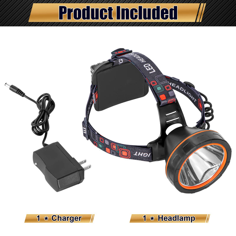 LED Rechargeable Headlamp, Super Bright Waterproof Headlight Spotlight, Hard Hat Flashlight for Coon Hunting, Fishing, Camping, Hiking, Dog Walking, Outdoor Running, Emergency Work Lighting Black Lamp-White Light - BeesActive Australia