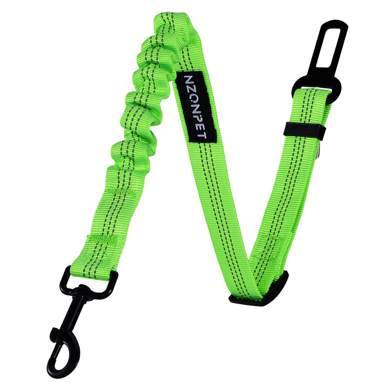 Nzonpet Dog Seat Belt, Retractable Dog Car Seatbelts, Safety Dog Seat Car Harness for Car Travel, Reflective Heavy Duty Pet Seat Belts w/Stainless Hook and Elastic Bungee Buffer-Green Green - BeesActive Australia